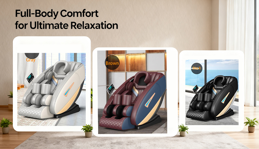 Jiama JMA0006 home massage chair with Bluetooth speaker black leather China factory 2025